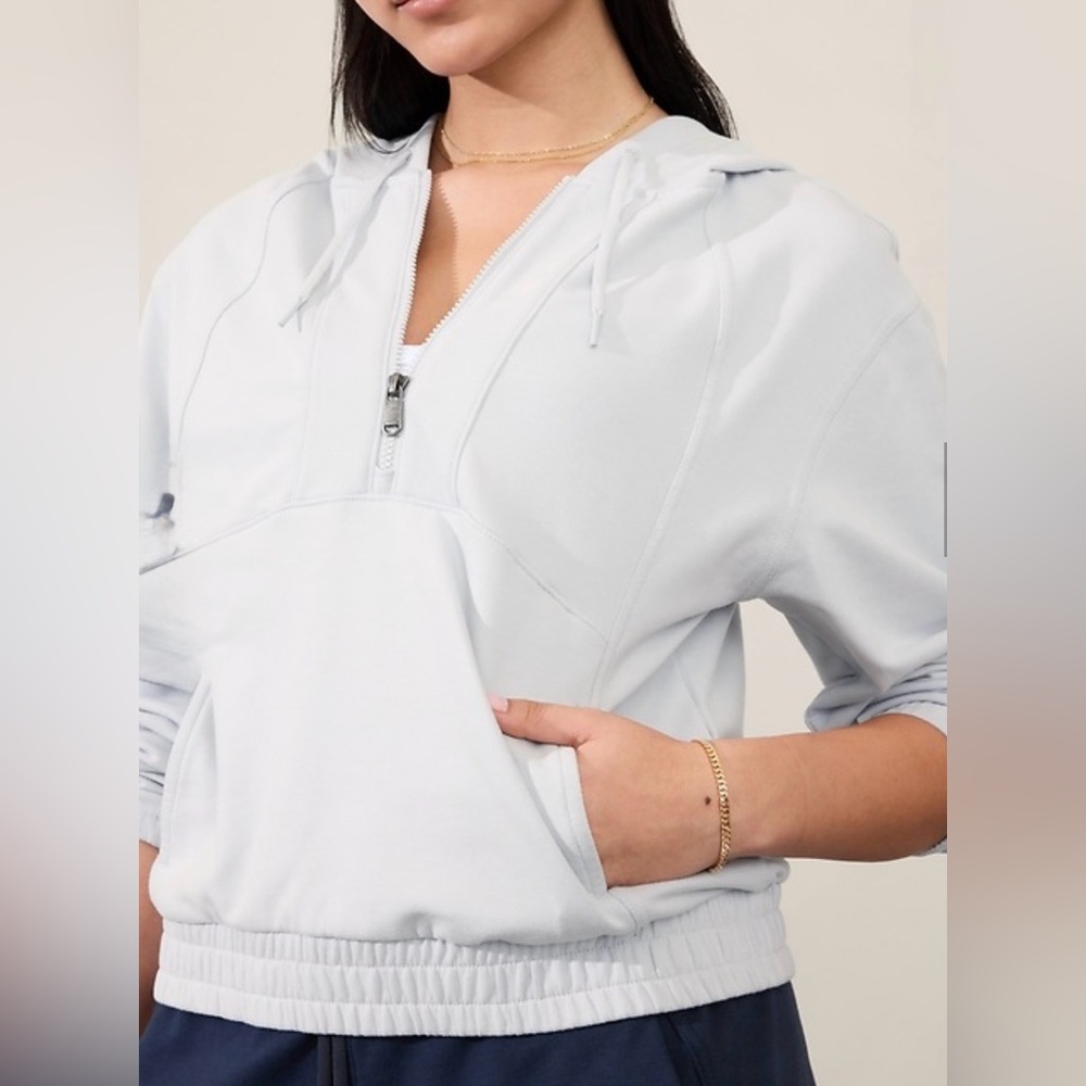 Athleta Retroterry 1/2 Zip Hoodie in Snowfall Blue